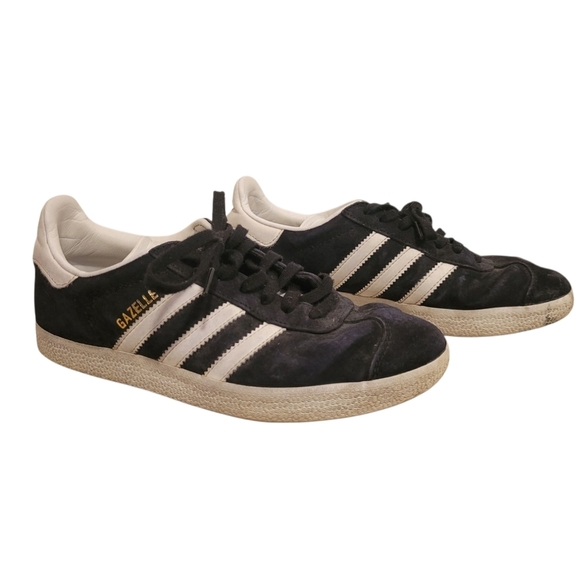 adidas Shoes - Adidas Gazelle Sporty Sneakers Black Suede White Stripes Women's Size 7 Lace Up